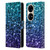 PLdesign Glitter Sparkles Aqua Blue Leather Book Wallet Case Cover For Huawei P50 Pro