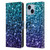 PLdesign Glitter Sparkles Aqua Blue Leather Book Wallet Case Cover For Apple iPhone 14 Plus