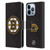 NHL Boston Bruins Plain Leather Book Wallet Case Cover For Apple iPhone 13 Pro