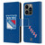 NHL New York Rangers Plain Leather Book Wallet Case Cover For Apple iPhone 14 Pro