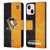 NHL Pittsburgh Penguins Half Distressed Leather Book Wallet Case Cover For Apple iPhone 13 Mini