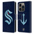 NHL Seattle Kraken Plain Leather Book Wallet Case Cover For Apple iPhone 14 Pro