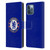 Chelsea Football Club Crest Plain Blue Leather Book Wallet Case Cover For Apple iPhone 12 Pro Max