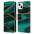 UtArt Malachite Emerald Turquoise Shimmers Leather Book Wallet Case Cover For Apple iPhone 13