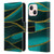 UtArt Malachite Emerald Turquoise Shimmers Leather Book Wallet Case Cover For Apple iPhone 13 Mini