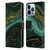 UtArt Malachite Emerald Gilded Teal Leather Book Wallet Case Cover For Apple iPhone 13 Pro