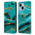 UtArt Malachite Emerald Aquamarine Gold Waves Leather Book Wallet Case Cover For Apple iPhone 14 Plus