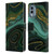 UtArt Malachite Emerald Gilded Teal Leather Book Wallet Case Cover For Nokia X30