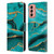 UtArt Malachite Emerald Aquamarine Gold Waves Leather Book Wallet Case Cover For Samsung Galaxy M13 (2022)
