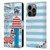 Where's Wally? Graphics Stripes Blue Leather Book Wallet Case Cover For Apple iPhone 14 Pro