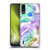 Nature Magick Tropical Palm Leaves On Marble Rainbow Leaf Soft Gel Case for Motorola Moto E7 Power / Moto E7i Power