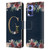 Nature Magick Floral Monogram Gold Navy Letter G Leather Book Wallet Case Cover For Motorola Edge 30 Neo 5G