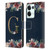 Nature Magick Floral Monogram Gold Navy Letter G Leather Book Wallet Case Cover For OPPO Reno8 Pro