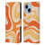 Kierkegaard Design Studio Retro Abstract Patterns Modern Orange Tangerine Swirl Leather Book Wallet Case Cover For Apple iPhone 14 Plus