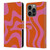 Kierkegaard Design Studio Retro Abstract Patterns Hot Pink Orange Swirl Leather Book Wallet Case Cover For Apple iPhone 14 Pro