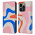 Kierkegaard Design Studio Retro Abstract Patterns Pink Blue Orange Swirl Leather Book Wallet Case Cover For Apple iPhone 14 Pro