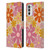 Kierkegaard Design Studio Retro Abstract Patterns Pink Orange Thulian Flowers Leather Book Wallet Case Cover For Motorola Moto G52