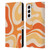 Kierkegaard Design Studio Retro Abstract Patterns Modern Orange Tangerine Swirl Leather Book Wallet Case Cover For Samsung Galaxy S22 5G