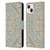 Micklyn Le Feuvre Floral Patterns Grey And Yellow Leather Book Wallet Case Cover For Apple iPhone 13