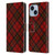 PLdesign Christmas Red Tartan Leather Book Wallet Case Cover For Apple iPhone 14 Plus
