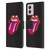 The Rolling Stones Graphics Pink Tongue Leather Book Wallet Case Cover For Motorola Moto G53 5G