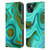 UtArt Malachite Emerald Liquid Gem Leather Book Wallet Case Cover For Apple iPhone 15 Plus