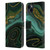 UtArt Malachite Emerald Gilded Teal Leather Book Wallet Case Cover For Apple iPhone 15 Plus