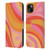 Kierkegaard Design Studio Retro Abstract Patterns Pink Orange Yellow Swirl Leather Book Wallet Case Cover For Apple iPhone 15 Plus