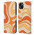 Kierkegaard Design Studio Retro Abstract Patterns Modern Orange Tangerine Swirl Leather Book Wallet Case Cover For Apple iPhone 15 Plus