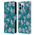 Ninola Floral Patterns Little Dark Turquoise Leather Book Wallet Case Cover For Apple iPhone 13 Pro Max