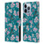 Ninola Floral Patterns Little Dark Turquoise Leather Book Wallet Case Cover For Apple iPhone 13 Pro