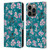 Ninola Floral Patterns Little Dark Turquoise Leather Book Wallet Case Cover For Apple iPhone 14 Pro