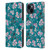 Ninola Floral Patterns Little Dark Turquoise Leather Book Wallet Case Cover For Apple iPhone 15