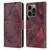 LebensArt Mineral Marble Red Leather Book Wallet Case Cover For Apple iPhone 14 Pro