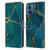 LebensArt Mineral Marble Blue And Gold Leather Book Wallet Case Cover For Motorola Moto G14