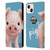Animal Club International Faces Pig Leather Book Wallet Case Cover For Apple iPhone 13