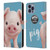Animal Club International Faces Pig Leather Book Wallet Case Cover For Apple iPhone 14