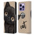 Animal Club International Faces Black Cat Leather Book Wallet Case Cover For Apple iPhone 14 Pro Max