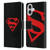 Superman DC Comics Logos Black And Red Leather Book Wallet Case Cover For Apple iPhone 16