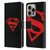 Superman DC Comics Logos Black And Red Leather Book Wallet Case Cover For Apple iPhone 16 Pro