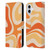 Kierkegaard Design Studio Retro Abstract Patterns Modern Orange Tangerine Swirl Leather Book Wallet Case Cover For Apple iPhone 16 Plus