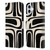 Kierkegaard Design Studio Retro Abstract Patterns Palm Springs Black Cream Leather Book Wallet Case Cover For Apple iPhone 16 Plus