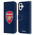 Arsenal FC Crest 2 Full Colour Blue Leather Book Wallet Case Cover For Apple iPhone 16 Plus