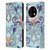 Micklyn Le Feuvre Patterns 2 Indigo Blue Art Nouveau With Peach Flowers Leather Book Wallet Case Cover For OPPO OnePlus Ace 3 5G