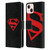 Superman DC Comics Logos Black And Red Leather Book Wallet Case Cover For Apple iPhone 13