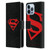 Superman DC Comics Logos Black And Red Leather Book Wallet Case Cover For Apple iPhone 13 Pro Max