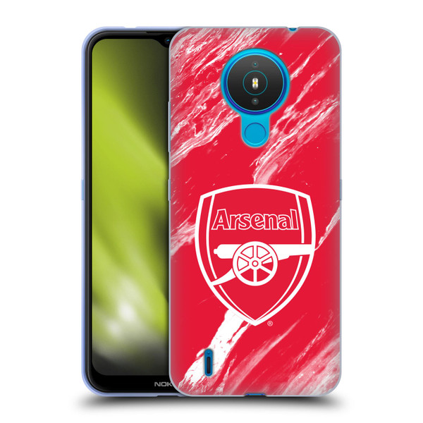 Arsenal FC Crest Patterns Red Marble Soft Gel Case for Nokia 1.4