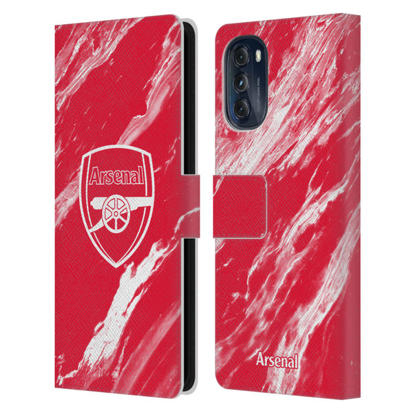 Arsenal FC Crest Patterns Red Marble Leather Book Wallet Case Cover For Motorola Moto G (2022)