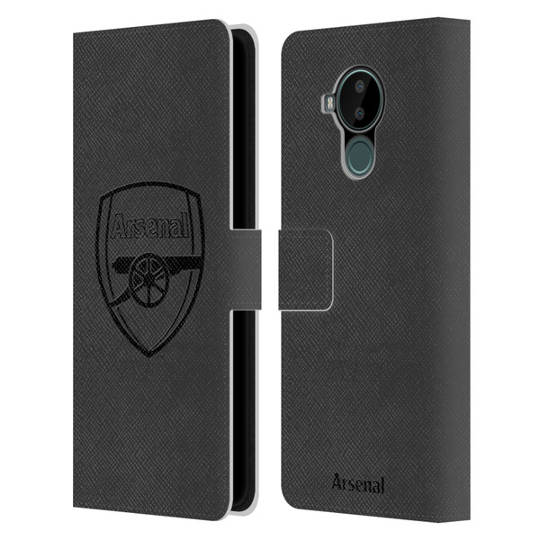 Arsenal FC Crest 2 Black Logo Leather Book Wallet Case Cover For Nokia C30