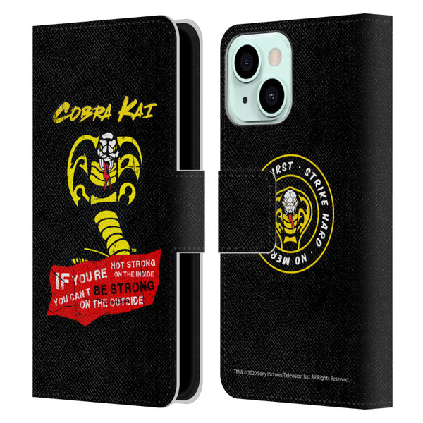 Cobra Kai Composed Art Be Strong Logo Leather Book Wallet Case Cover For Apple iPhone 13 Mini
